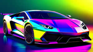 Rainbow Lamborghini Sports Car Wallpaper
