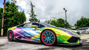Rainbow Lamborghini Wrap Wallpaper