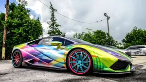 Rainbow Lamborghini Wrap Wallpaper