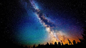 Rainbow Like Milky Way At Night Wallpaper