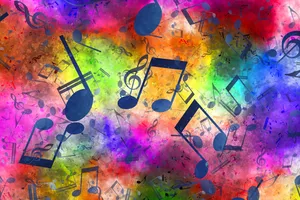 Rainbow Music Notes Wallpaper