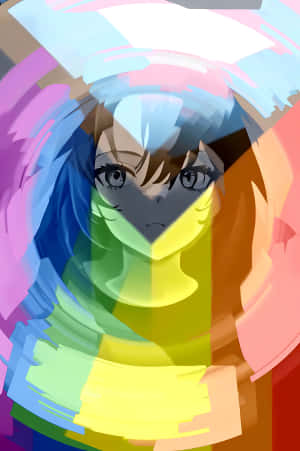 Rainbow Overlay Anime Character Wallpaper