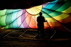 Rainbow Stripes Hot Air Balloon Wallpaper