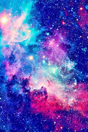 Rainbow Themed And Galaxy Blue Aesthetic Idea Wallpaper