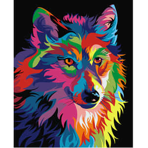 Rainbow Wolf Side View Wallpaper