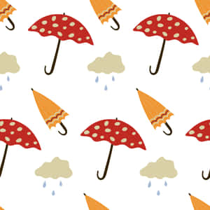 Rainy Day Umbrella Pattern Wallpaper