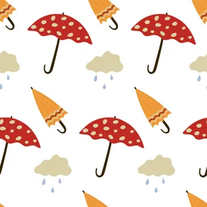 Rainy Day Umbrella Pattern Wallpaper