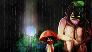 Rainy Encounter With Titan And Child Wallpaper