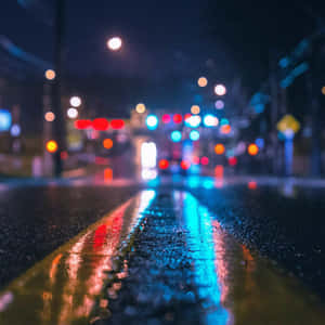 Rainy Night City Lights Wallpaper Wallpaper