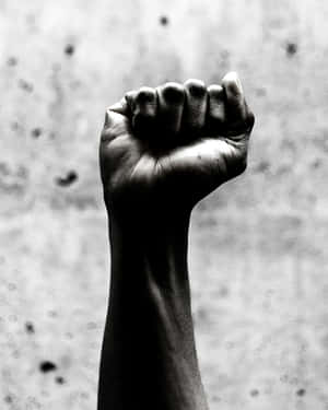 Raised Fist Blackand White Wallpaper