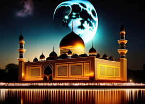 Ramadan Moon Over Mosque Wallpaper