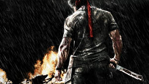 Rambo Fire In The Rain Wallpaper