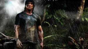 Rambo Scowling And Wet Wallpaper