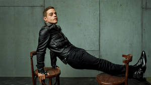 Rami Malek In Black Wallpaper