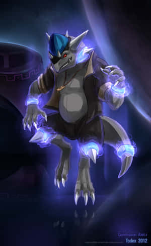 Rampardos Glowing Digital Art Wallpaper