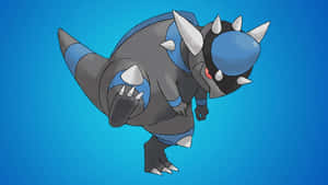 Rampardos On Blue Wallpaper