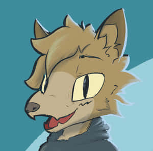 Random Pfp Wolf On Blue Background Wallpaper