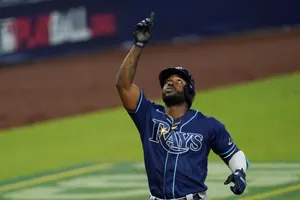 Randy Arozarena Hits A Homerun Wallpaper