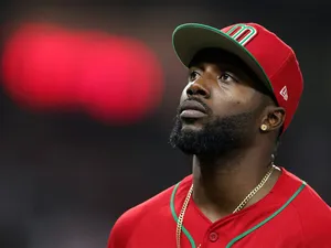 Randy Arozarena In Action During A Baseball Game Wallpaper