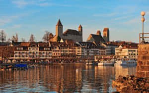 Rapperswil Jona Lake Zurich Sunset Wallpaper