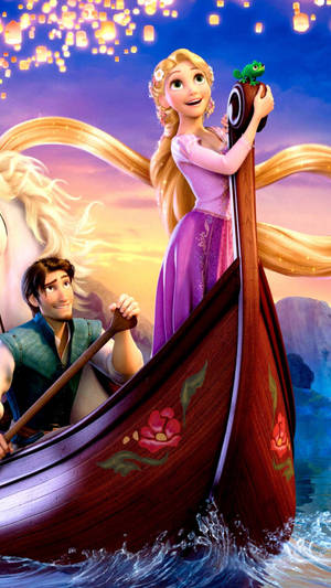 Rapunzel And Eugene Enjoying Time Together Wallpaper