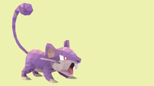 Rattata With Purple Fur And Long Tail In Light Yellow Background Wallpaper