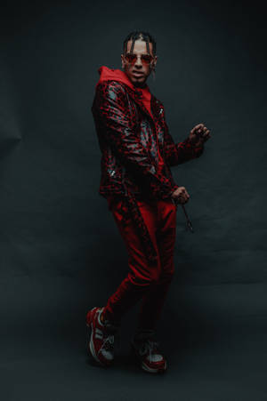 Rauw Alejandro Red Leopard Print Jacket Wallpaper