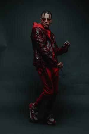 Rauw Alejandro Red Leopard Print Jacket Wallpaper