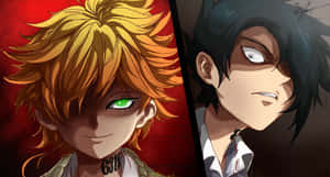 Ray From The Promised Neverland Smirking Confidently Against A Dark Background Wallpaper