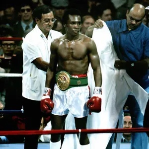 Ray Leonard In Ring With His Title Belt Wallpaper