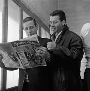 Raymond Kopa Reading Sport Magazine Wallpaper