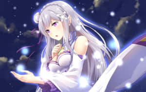 Re Zero Emilia - The Silver Haired Half-elf In A Magical World Wallpaper