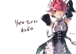 Re Zero's Ram In A Vibrant And Mesmerizing Illustration Wallpaper