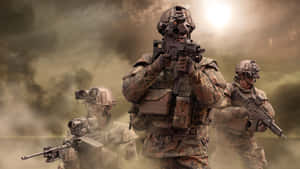 Ready For Battle: Brave Service Members Get Ready For Combat Wallpaper