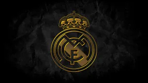 Real Madrid Emblemon Black Background Wallpaper