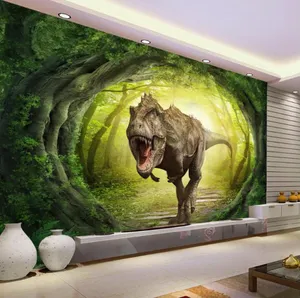 Realistic 3d Dinosaur Roaming Through Ancient Forest Wallpaper