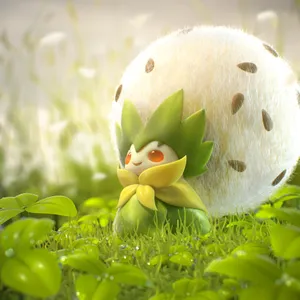 Realistic Eldegoss In Grass Wallpaper