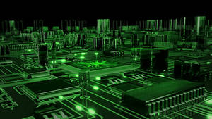 Realistic Neon Circuit Board Wallpaper