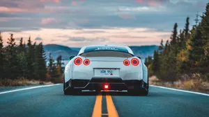 Rear Angle White Car Wallpaper