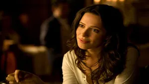 Rebecca Hall Posing Elegantly In A Blue Dress Wallpaper