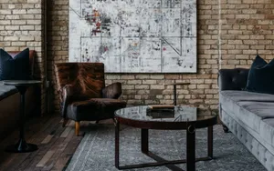 Reception Room With Exposed Brick Wall Wallpaper