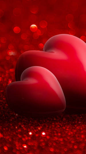 Red 3d Hearts Love Phone Wallpaper