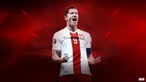 Red Abstract Robert Lewandowski Wallpaper