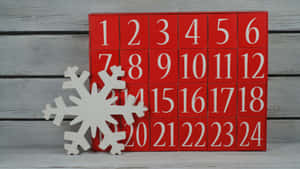 Red Advent Calendar With Snowflake Wallpaper