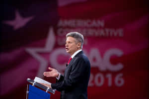 Red Aesthetic Gary Johnson Speaking Wallpaper