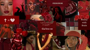 Red Aesthetic Junk Collage Wallpaper