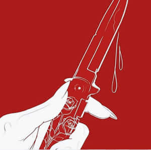 Red Aesthetic Knifeand Hand Wallpaper