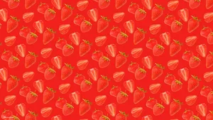 Red Aesthetic Strawberry Desktop Wallpaper