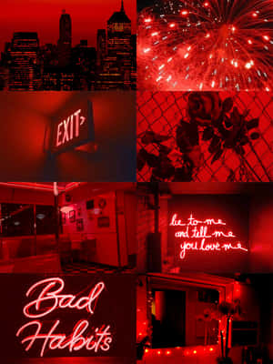 Red Aesthetic Tumblr Different Neon Signs And Photos Wallpaper