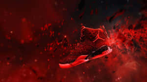 Red Air Jordan Sneaker Explosion Wallpaper